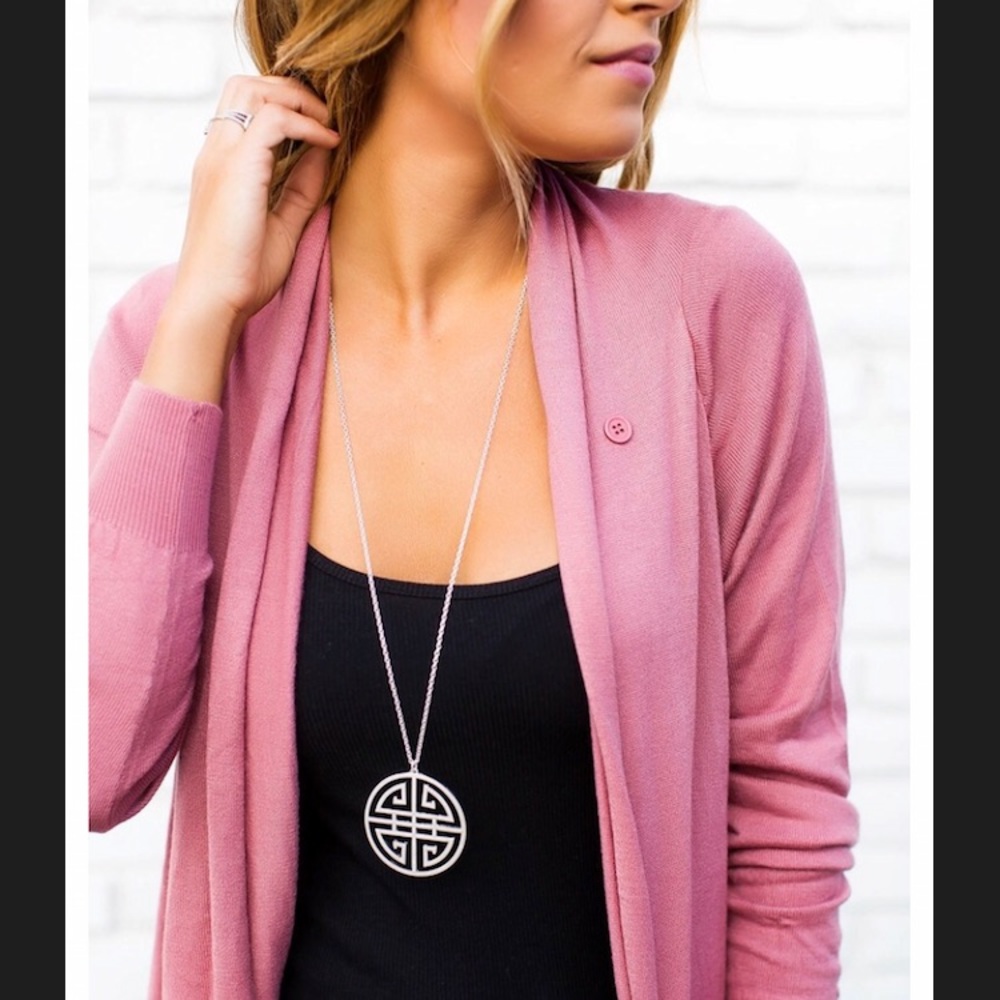 Silver geometric necklace pendant